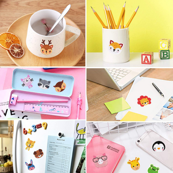 Kit Stickers pintura con diamantes - Helado, dona y animales