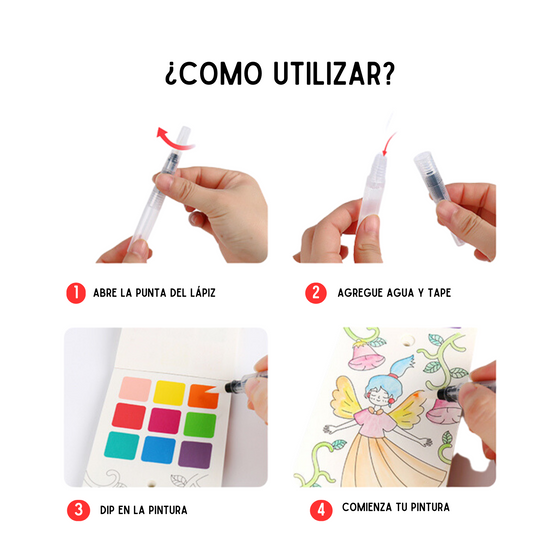 Libro de acuarela para colorear de bolsillo - Animales