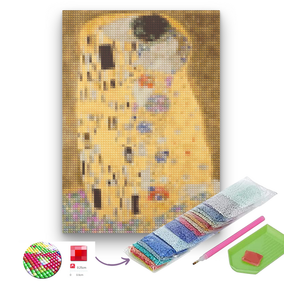 Pintura con diamantes 20x30cm en bastidor El Beso, Klimt - Diamond panting  – Papaya Project