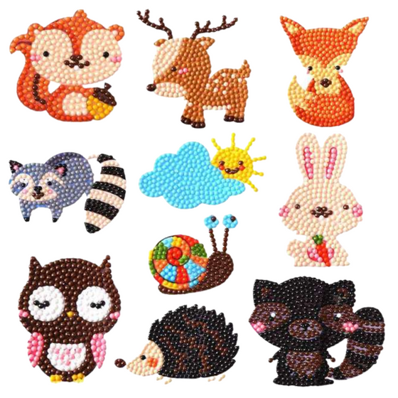 Kit Stickers pintura con diamantes - Animales II