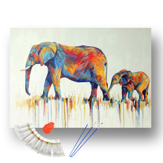 Pintura con números en bastidor 60x75 Elefante - Painting by numbers