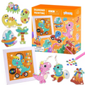 Kit de Llaveros Stickers y Cuadro de Diamond Painting Dino